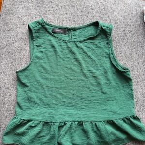 Dorrico Green Sleeveless Peplum Tank Top